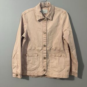 Joules Short Jacket Light Pink Imogen Denim Women Pockets Snap Closure Size S